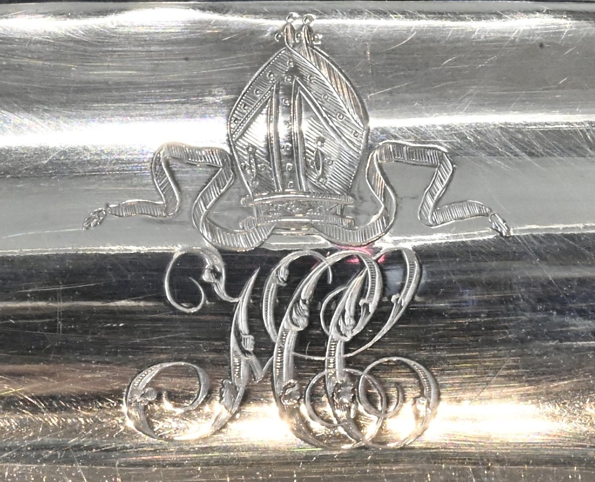 Grande légumière en argent sterling avec double gravure d'armoiries nobiliaires-Angleterre 1806-photo-1